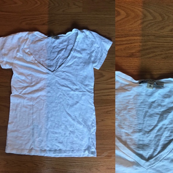 Express White V Neck Tee - Picture 1 of 1